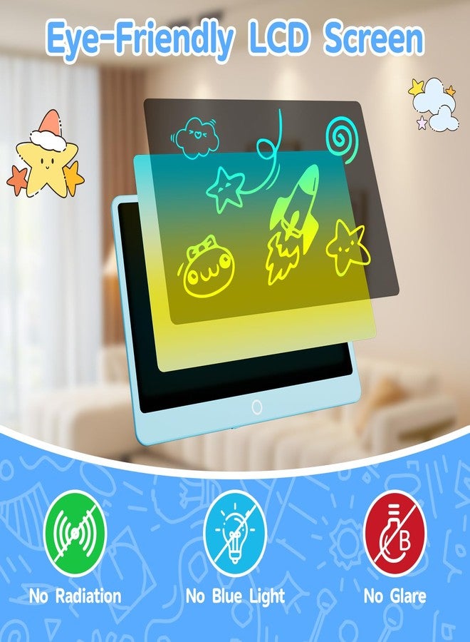 Electight 12 inch LCD Writing Tablet for Kids, Colorful Doodle Boards, Eye Protection Electronic Drawing Pads with Lock & Erase FUNC, Educational Toys for Boys and Girls 3-8 Years Old (Blue) - Image 4
